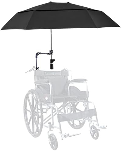 Syglawnd Wheelchair Umbrella With Clamp, Chair Umbrella with Adjustable Clamp, Rain/UV Protection Wheelchair, 40.9 Extended Double-Side Parasol for Pram, Stroller, Chair