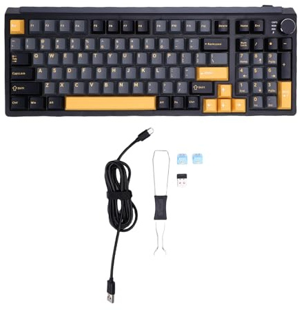 GOWENIC Mechanische Gaming-Tastatur mit 98 Tasten, 3 Modi, Kabelgebunden, Kabellos, BT 5.0, Kompakte Mechanische RGB-Tastatur mit Anpassbaren Lichteffekten, für Wins PC Laptop (Black)