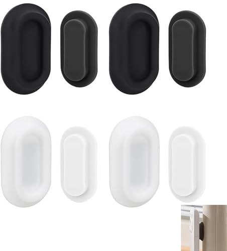 Zquqwa 4 Pack Magnetic Remote Control Holder Wall Mount, Magnetic TV Remote Holder, No Drill Self-Adhesive Organizers for TV Fan, AC Remote Storage Holders for Easy Installation (Black+White)
