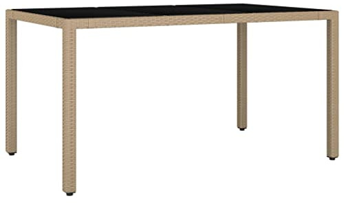 Nqyjm Table à Manger d'extérieur, Table de Jardin Plateau en Verre Résine Tressée Verre trempé pour Jardin, Plage, Balcon, Terrasse, Camping Model 1