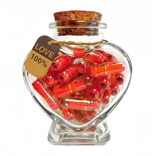 50PCS Love Capsule Letters,Capsule Love Letter in Glass Bottle,Message Pills,Romantic DIY Love Letter Jar,Gifts for Boyfriends,for Lovers for Anniversary, Valentine's Day, Christmas