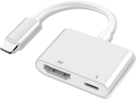 Adaptateur HDMI pour iPhone, Adaptateur AV numérique HDMI Lightning 1080P avec synchronisation Audio/vidéo et Conversion d'écran, Port de Charge Lightning pour TV/HDTV/Moniteur/Projecteur, Compatible