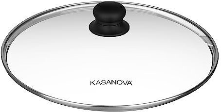 KASANOVA Coperchio in vetro temperato, valvola vapore, manico in bachelite Soft Touch, si adatta a qualsiasi tipo di pentole o pentole (30 cm)