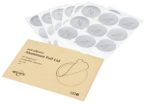 RECAPS Aluminum Espresso Lids Foil Seals Refillable Coffee Filter Reusable Pods Compatible with Nespresso Original Line 240 Pcs 37mm in Diameter