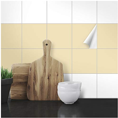 Wandkings Fliesenaufkleber - Wähle eine Farbe & Größe - Beige Seidenmatt - 15 x 15 cm - 50 Stück für Fliesen in Küche, Bad & mehr