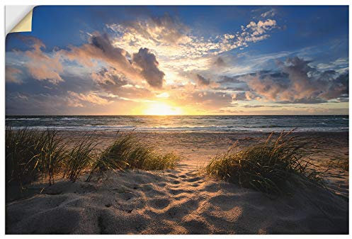 ARTland Wanddeko Wandtattoo selbstklebende Vinylfolie 90x60 cm Strand Meer Küste Maritim Landschaft Sonnenuntergang Himmel Wolken T2SY