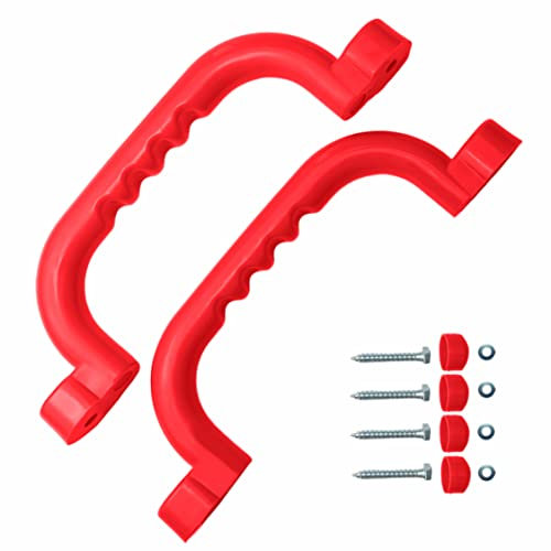 OTITU - 240 x 75 mm - Haltegriffe fŸr SpielplŠtze, Paar, mit Schraubensatz, KlettergerŸstgriffe, Spielzeugzubehšr, Zubehšr fŸr den Spielplatz, Rot