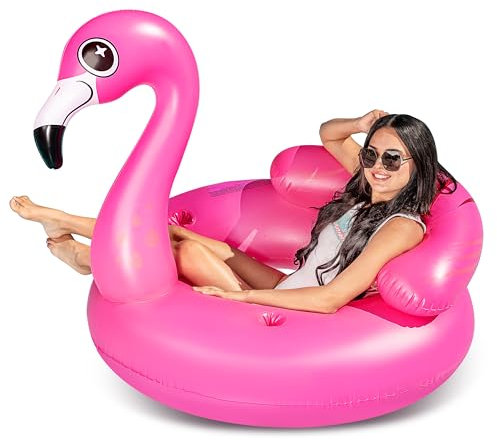 JOYIN Inflatable Flamingo Tube 114 x 127 x 99 CM, Pool Float, Fun Beach Floaties, Swim Party Toys, Summer Pool Raft Lounge for Adults & Kids, with 2 Cup Holders and Head Rest