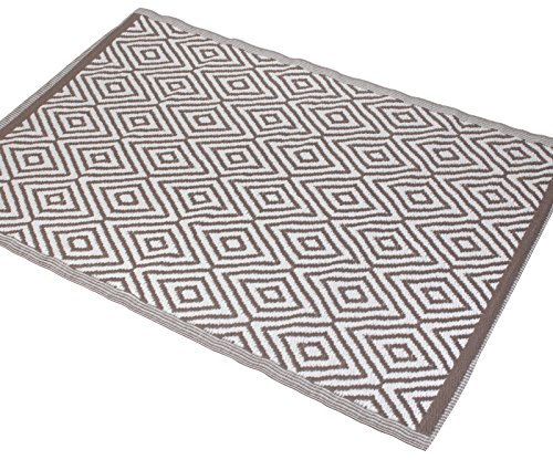 JEMIDI XL XXL Outdoor Außen Terrassen Teppich Terrassentepiche Outdoorteppich Balkonteppich Matte Dekoteppich Außenbereich für draußen Außen Witterungsbeständig Eckig 150x210cm Raute Schokobraun