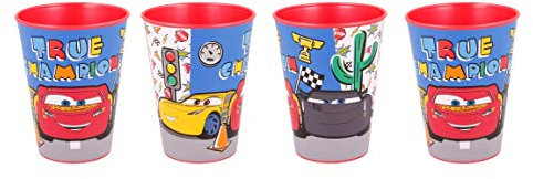 Theonoi Lot de 4 gobelets pour enfant - 260 ml - Au choix - Cars - En plastique sans BPA - Cadeau pour garçon (Cars 03)