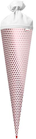 ROTH Bastel-Schultüte groß rosa - Punkte mit Glanz-Effekt 70 cm - rund Rot(h)-Spitze und Filzverschluss