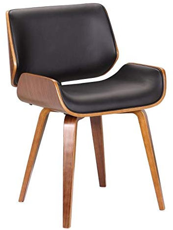 Chaise de bureau Folk en cuir synthétique et noyer massif finition Eiffel Designer