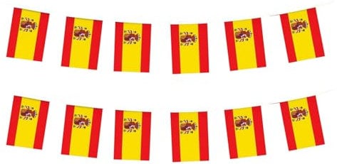 Spain Flags Bunting Spanish Flag Bunting Banner for Independence Day Sports Bars Party Decorations Bunting 10m 30 Flags (Spain 1Pcs)