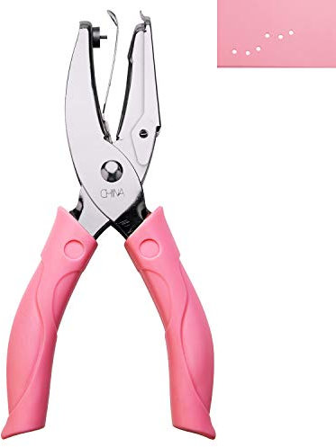 AIEX 1mm Perforatore a Pinza, Singolo Tondo per perforatore di Carta Perforatore Perforatore per Mano con Impugnatura Rosa per Carta per Artigianato (Piccolo Cerchio)
