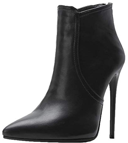 MISSUIT Damen High Heels Ankle Boots Spitz Stiefeletten mit 12cm Absatz Stiletto und Reißverschluss Hinten Schuhe(Schwarz,37)
