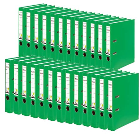 Original Falken 25er Pack PP-Color Kunststoff-Ordner. Made in Germany. 5 cm schmal DIN A4 Pastell-Farbe hellgrün Ringordner Vegan Aktenordner Briefordner Büroordner Plastikordner Schlitzordner