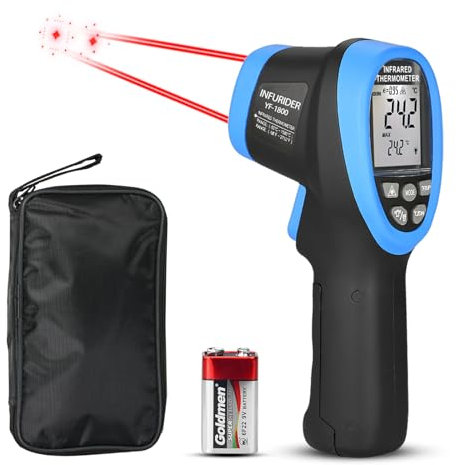 Infrarot Thermometer,INFURIDER YF-1800 Digital Laser Temperaturmessgerät IR Pyrometer -58°F-3272°F(-50~1800℃) Temperaturmesser,Temperaturmesspistole mit 50:1 Hochtemperaturpistole für Industrie Ofen