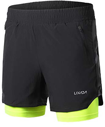 Lixada Shorts de Course à Pied Homme, 2 en 1 à séchage Rapide Respirant Exercice entraînement Actif Short de Jogging Marathon Sport avec Poches sans Poches 16 Couleurs S-XXL