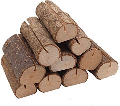 Holibanna 10pcs Wooden Place Holders Table Number Sign Stands Desktop Photo Message Display Memo Clips for Shop Home Wedding Party Events Decoration