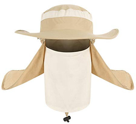 Angelhut Damen Herren Sonnenhut UV Schutz Safari Hut Schnelltrocknend Buschhut mit Nackenschutz Moskitonetz Abnehmbarer Fischerhüte Wasserdicht Wanderhut Sommer Gartenhut Outdoor Bergsteigerhut