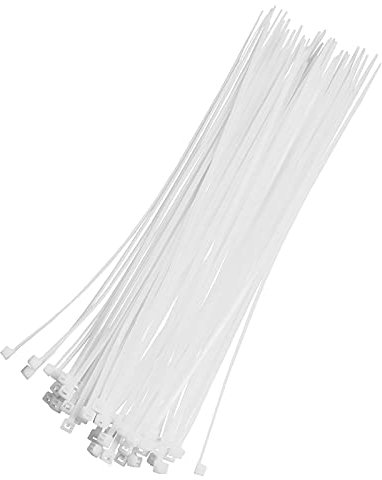 OSXCAUES collier de serrage plastique,serre cable plastique,100 Pièces Brides en Nylon 200 mm x 2,5 mm Brides Autobloquantes Pour la Gestion des Câbles Brides Pour Câbles Blanc