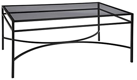 LOLAhome Mesa de Centro, Cristal,Metal, Negro, 100 x 60 x 45,5 cm