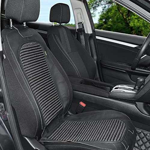 JSCARLIFE Vordersitzbezüge, luxuriöser PU-Auto Sitzbezüge Sitzschoner, rutschfeste Unterseite und leicht zu reinigende Protektoren, universell passend für die meisten Autos (schwarz)