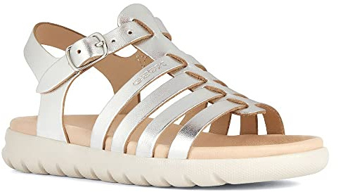 Geox Girl's J Soleima Gir Sandal, Silver, 7.5 UK Child