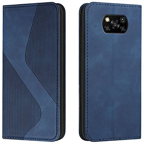 Mo-Somnus Kompatibel mit Xiaomi Poco X3/Poco X3 Pro/Poco X3 NFC Hülle, Magnet PU Leder Flip Wallet Case Handyhülle, Schutzhülle Xiaomi Poco X3/Poco X3 Pro/Poco X3 NFC Klapphülle (Blau)