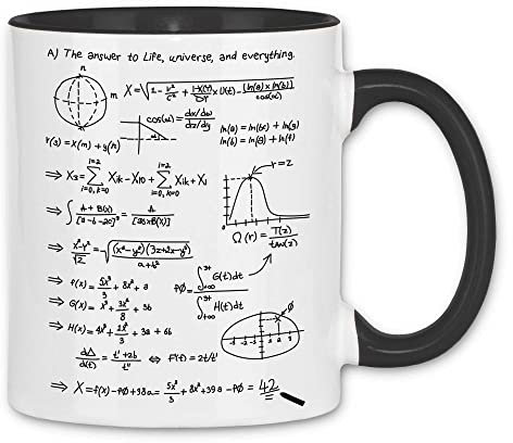 wowshirt Tasse Die Antwort ist 42 Meme Student Lehrer Tafel Mathe Uni. Nerd Geek, Farbe:White - Black
