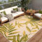 TAPISO Patio Teppich Flachgewebe Indoor Outdoor Creme Grün Gelb Blätter Robust Sisaloptik Wetterfest Wohnzimmer Terrasse Balkon ÖKO-TEX 200 x 300 cm