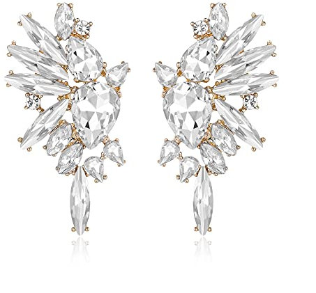 EVER FAITH Kristall Statement Ohrringe, Art Deco Marquise Drop Cluster Braut Bling bunte baumeln Ohrringe für Damen Klar Gold-Ton