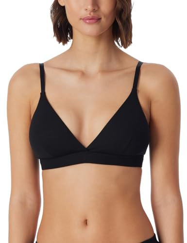 Schiesser Damen Soft Organic Cotton Pure Rib T-Shirt-BH, Schwarz_179915, 85B EU