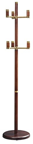 Corner Coat Tree Wood Coat Rack Household Floor Type Heavy Coat Shelf Living Room Corridor Corner Coat Stand Bag Hat Jacket Hanger Floor Standing Coat Stand ( Blue : Walnut+wood base , Size : As shown