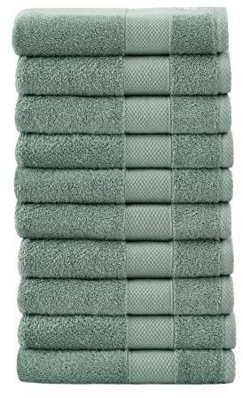 PandaHome Handtuch Set aus Baumwolle - 10 Handtücher - 100% Baumwolle Towel, Schnelltrocknend Weich Saugstark 500 g/m² (Grün)