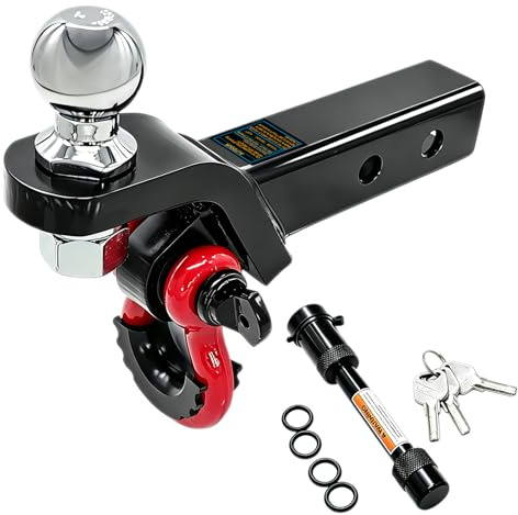Support de boule d'attelage de remorque avec manille de remorquage et clip de goupille d'attelage de 1,9 cm pour camions lourds, VUS et voitures, support d'attelage multifonction 2 en 1 pour récepteur