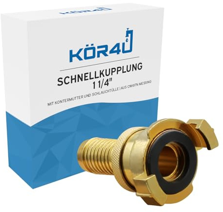 kör4u Raccord Plomberie Rapide 1 1/4'' avec Contre-écrou et Douille de Tuyau en Laiton