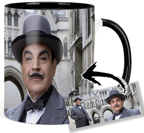 Poirot David Suchet A Tasse Innen & Henkel Schwarz Keramikbecher Mug