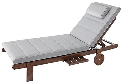 PillowPrim Gartenmöbel Matratze, für Liege, Sonnenliegen, Balkon, Outdoor, Liegenauflage, Polster, Sofa, Sitzkissen, Aschgrau, 204x60 cm