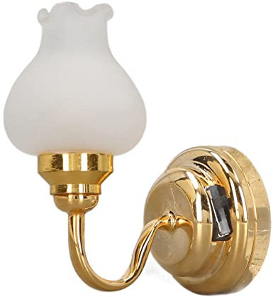 VGEBY Puppenhaus-Wandleuchte, Maßstab 1:12, Puppenhaus-LED-Wandleuchte, Batteriebetriebene Miniatur-Wandleuchte, Vintage-Stil, Tulpenform, Design, DIY-Simulation, Mini-Wandleuchte