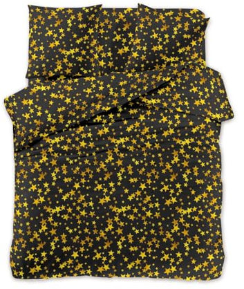 FEBE Bettwäsche Sterne Bettbezug-Set 140x200 + Kissenbezug 2 Teilig mit Reißveschluss