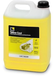 ERRECOM Yellow Cool, Liquido Radiatore Giallo Fluorescente -20°C/+106°C, antigelo G12 con Pacchetto inibitore a Base Organica Oat, Pronto all’Uso, 5 Litri