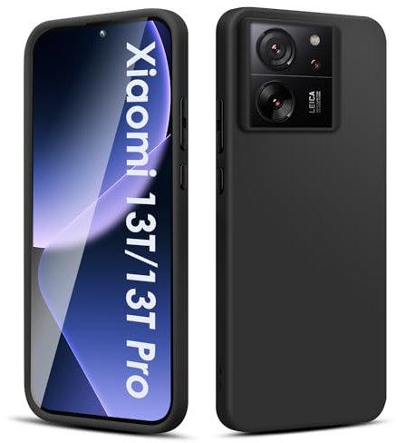 Filoto Soft Silikon Hülle für Xiaomi 13T/13T Pro, Kameraschutz Stoßfest TPU Handyhülle, Anti-Fingerabdruck Unzerstörbare Starke Stoßfestigkeit Kratzfest Ultra Dünn Schutzhülle (Schwarz)