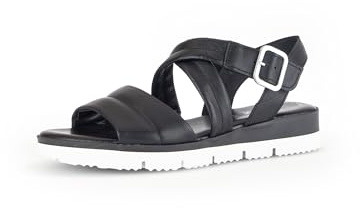 Gabor Damen Riemchensandalen, Frauen Sandalen,Sommersandalen,flach,Sommerschuhe,Freizeitschuhe,offene Schuhe,Strandschuhe,schwarz,39 EU / 6 UK