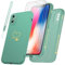 Coque Compatible avec iPhone X/iPhone XS et 3 Pièces Verre Trempé Protection Écran + 1 Cordon, Souple TPU, Anti-Empreintes et Anti-Rayures Housse - Vert