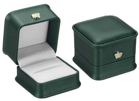 PATIKIL Velvet Ring Box, 2 Pack Wedding Ring Box Vintage Jewelry Holder for Engagement Proposal Ceremony Anniversary Style 4, Green