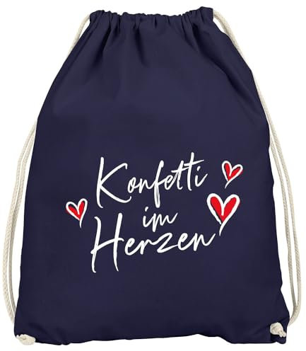 MoonWorks® Turnbeutel Fasching Karneval Spruch lustig #Konfetti im Herzen Faschingsartikel Tasche Gymbag Navy Unisize
