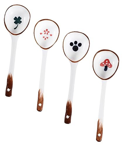 COLLBATH 4 Stück Dessertlöffel Löffel Nudellöffel Küchengerät Porzellan-ramen Porzellanlöffel Salz Reis Suppenlöffel Suppe Servieren Küchenbesteck Geschirr Keramik Gut Aussehend