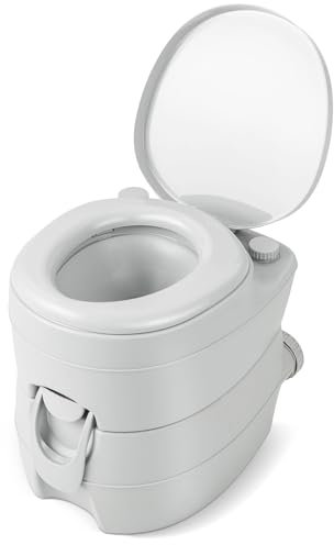 COSTWAY Toilette Portable avec Réservoir d'Eaux Usées Détachable de 20 L, Toilette Mobile avec Siège Étanche Pompe de Chasse, Toilette de Camping pour Voyage Pêche Bateau, Gris