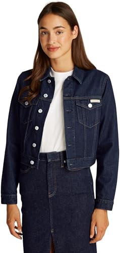 Calvin Klein Veste en Jean Femme 90'S Denim Jacket Cropped Fit, Bleu (Denim Rinse), M